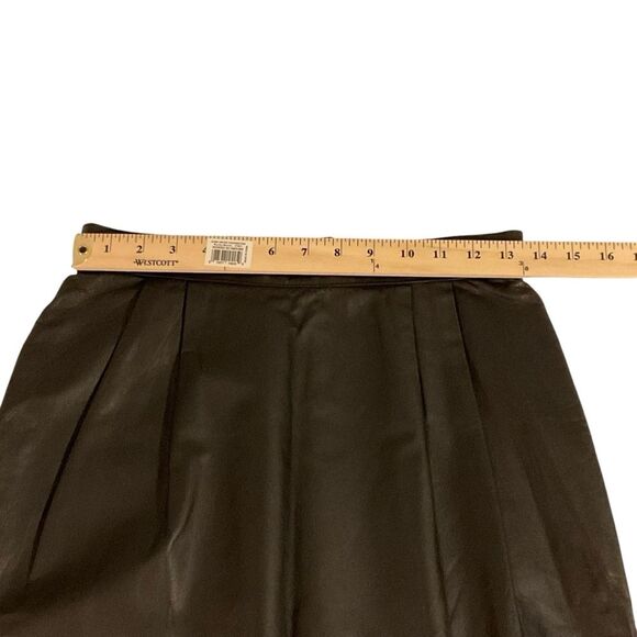 VTG C. Marie Leathers Black Leather Pleated Midi Skirt Size 10 - Picture 12 of 13